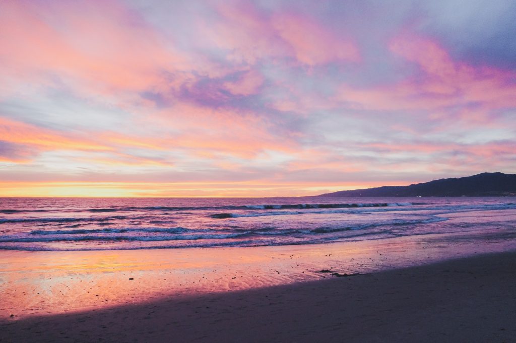 Sunset at Santa Monica Beach, Los Angeles